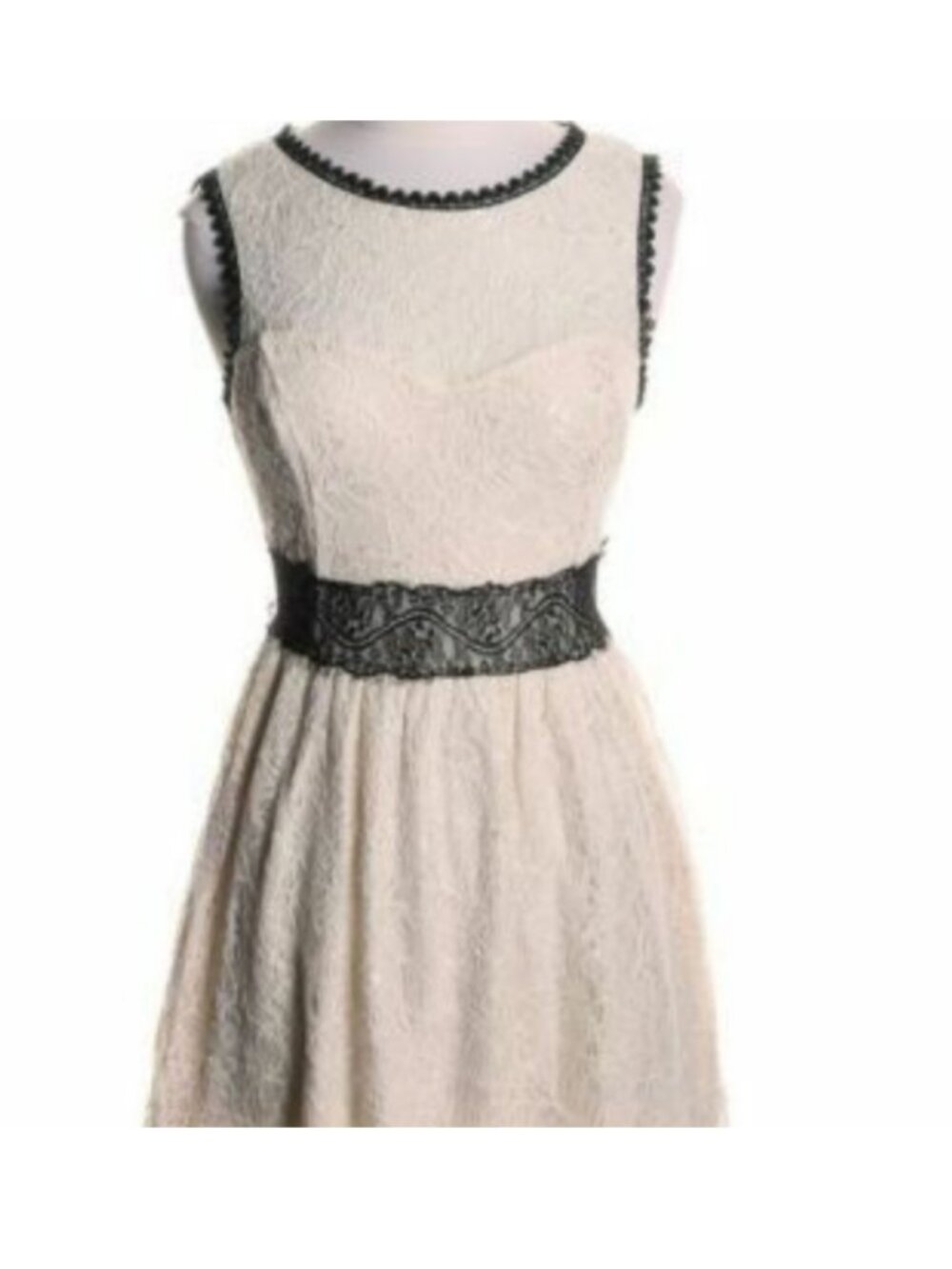 Ark & Co Black White Lace Cutout Back A Line Mini Dress
